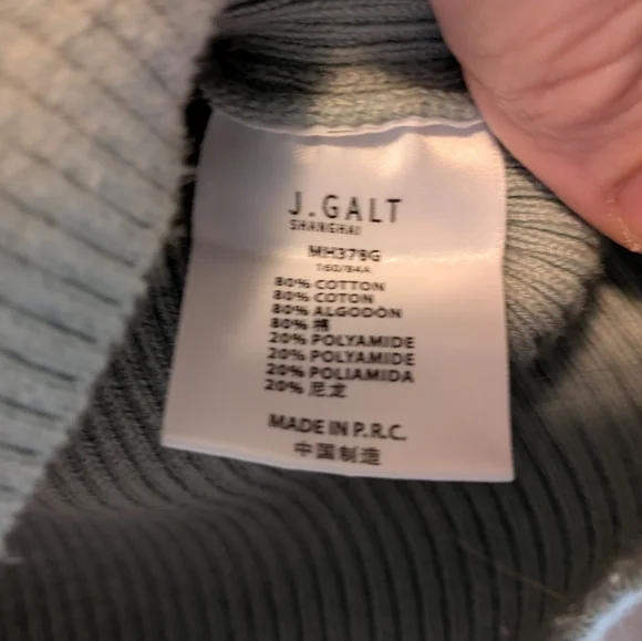 John Galt Women's Ribbed V-Neck Sweater - Sage Green - Picture 4 of 4